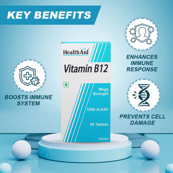 HealthAid Vitamin B12 Tablets (1000mcg) Mega Strength - 60 Tablets - Image 4