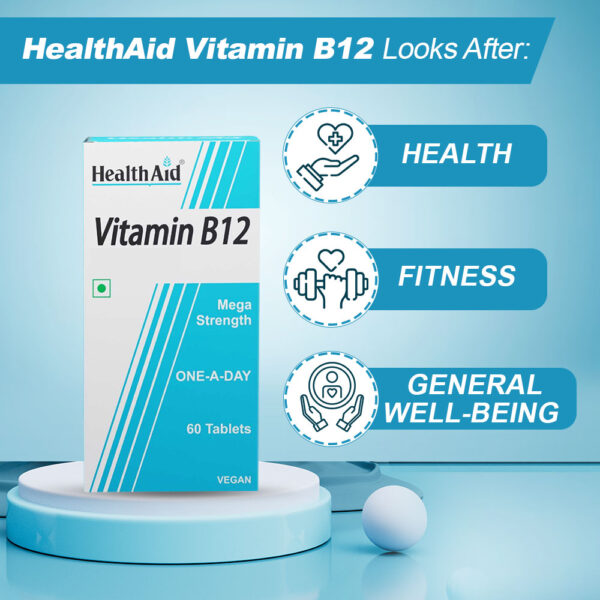 HealthAid Vitamin B12 Tablets (1000mcg) Mega Strength - 60 Tablets - Image 6