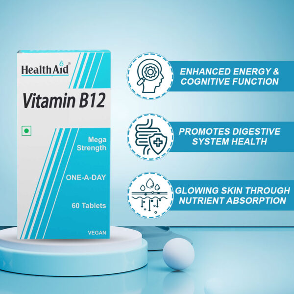 HealthAid Vitamin B12 Tablets (1000mcg) Mega Strength - 60 Tablets - Image 8