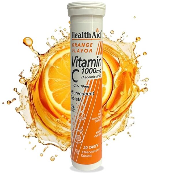 HealthAid Vitamin C 1000mg (Orange Flavour) with Zinc - 20 Effervescent Tablets