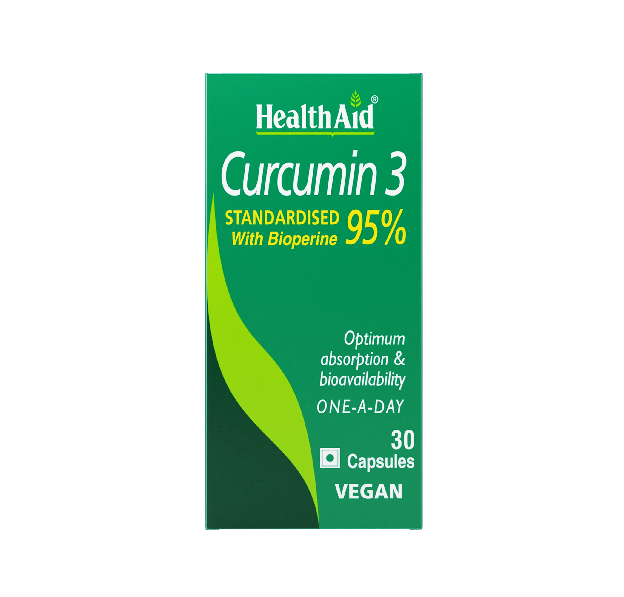 HealthAid Curcumin 3 Capsule (Standardized with Bioperine 95%) - 30 Capsules