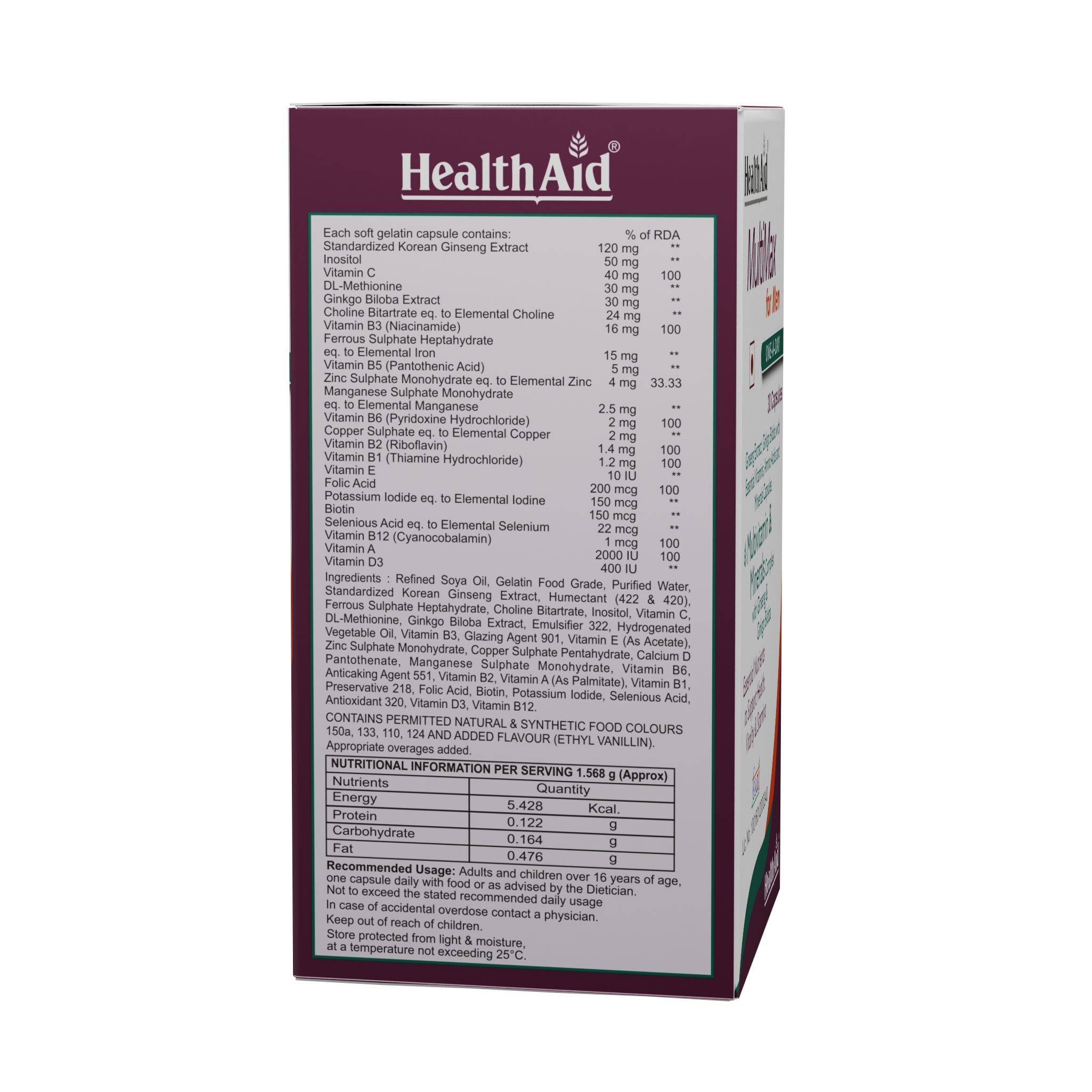 HealthAid MultiMax for Men 30 Vegetarian Liquid fill Capsules (30cap) - Image 3