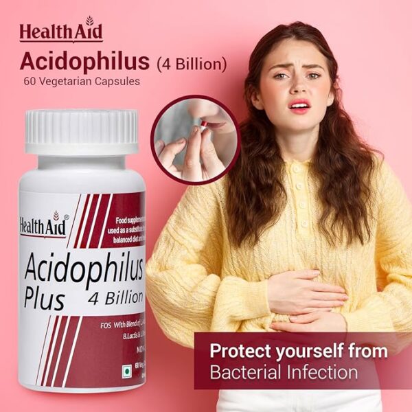 HealthAid Acidophilus Plus 4 Billion (Probiotic Capsules)- 60 Capsules - Image 3