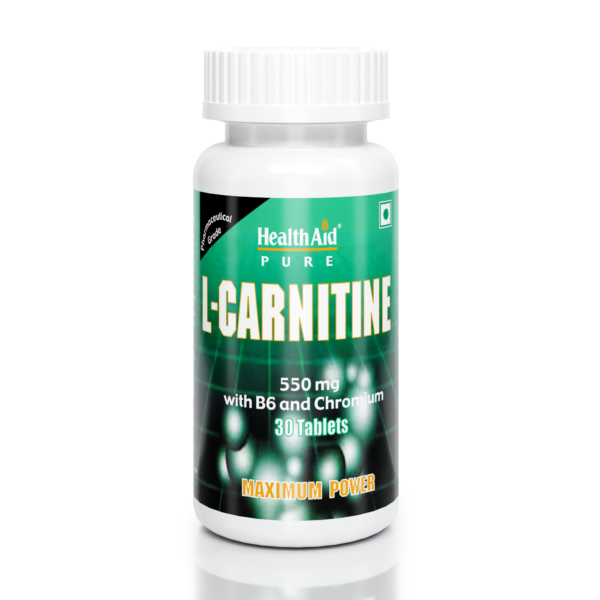 HealthAid L-Carnitine 550mg with Vitamin B6 & Chromium - (30 Tablets)