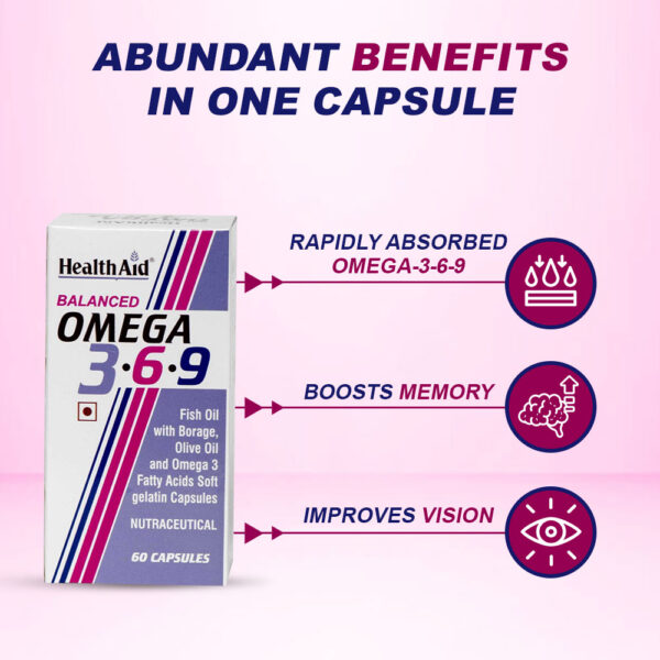 HealthAid Balanced Omega 3.6.9 - 60 Capsules - Image 5