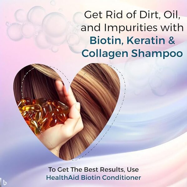 HealthAid Biotin Shampoo with Keratin & Collagen - 200mL - Image 3