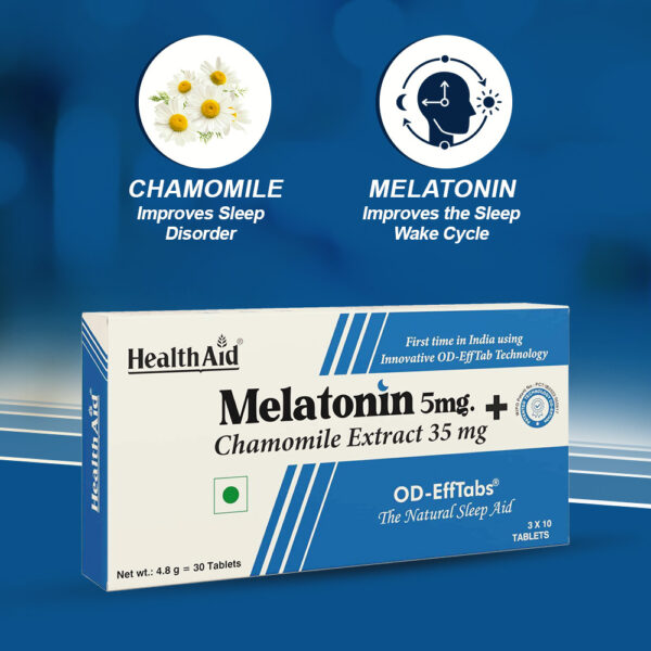 HealthAid Melatonin 5 MG + Chamomile Extract 35 MG - 30 OD EffTabs - Image 7