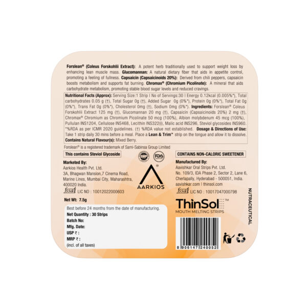 HealthAid® Lean & Trim™ ThiSolves™ (Mixed Berry Flavour) - 30 Mouth Dissolving Strips - Image 2