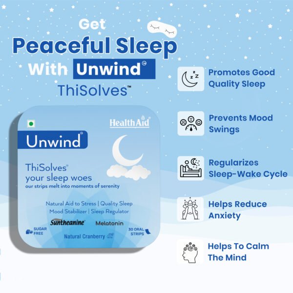 HealthAid® Unwind™ Thisolves™ (Natural Cranberry Flavour) - 30 Mouth Dissolving Strips - Image 3