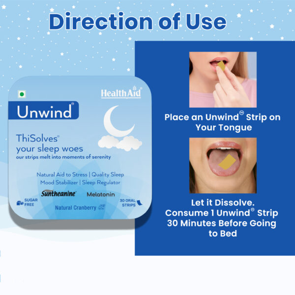 HealthAid® Unwind™ Thisolves™ (Natural Cranberry Flavour) - 30 Mouth Dissolving Strips - Image 6