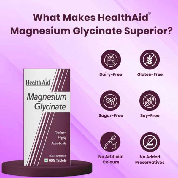 HealthAid Magnesium Glycinate with Zinc 60 Tablets - Image 5