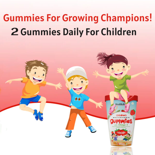 HealthAid® Children's Multivitamin Gummies with Omega 3 (Strawberry Flavour) - 60 Gummies - Image 6